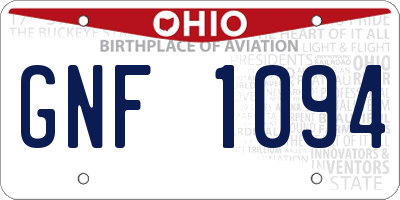 OH license plate GNF1094