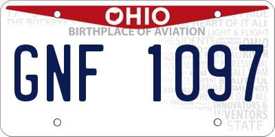 OH license plate GNF1097