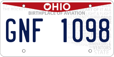 OH license plate GNF1098