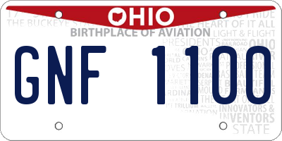 OH license plate GNF1100