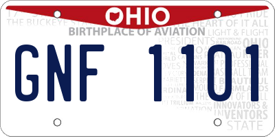 OH license plate GNF1101