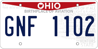OH license plate GNF1102