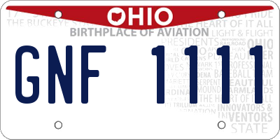 OH license plate GNF1111