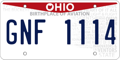 OH license plate GNF1114