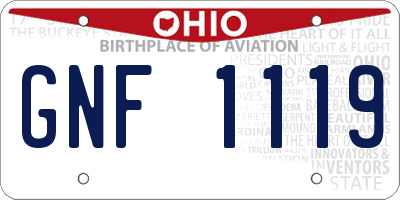 OH license plate GNF1119