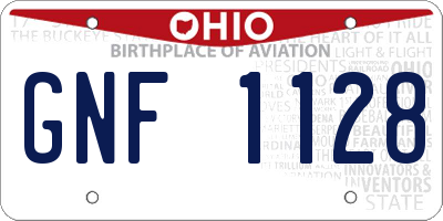 OH license plate GNF1128