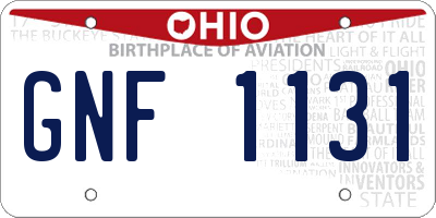 OH license plate GNF1131