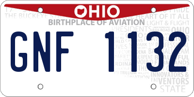 OH license plate GNF1132