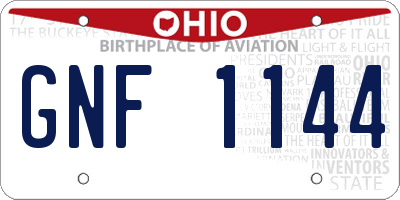 OH license plate GNF1144