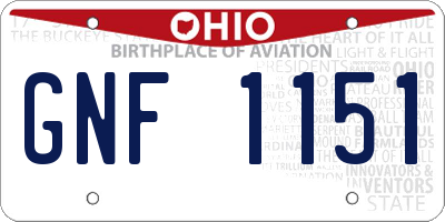 OH license plate GNF1151