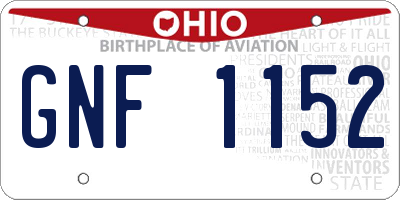 OH license plate GNF1152