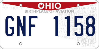 OH license plate GNF1158
