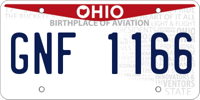 OH license plate GNF1166