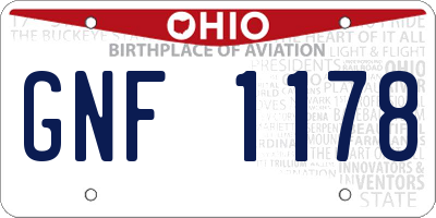 OH license plate GNF1178