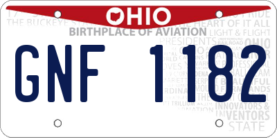 OH license plate GNF1182