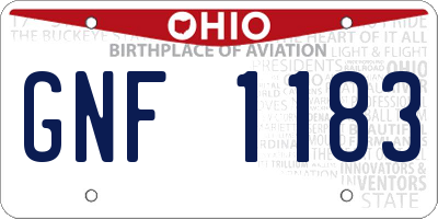 OH license plate GNF1183
