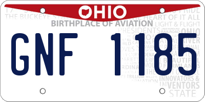 OH license plate GNF1185