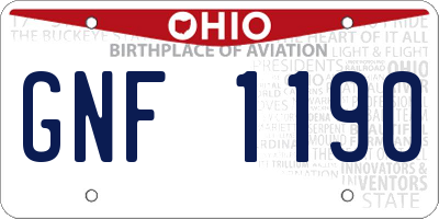 OH license plate GNF1190