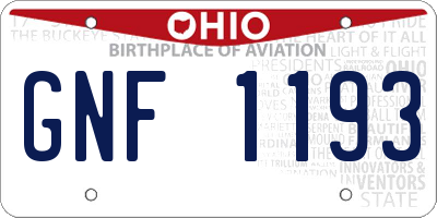 OH license plate GNF1193