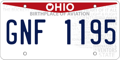 OH license plate GNF1195