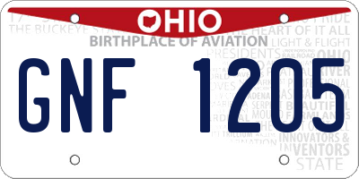 OH license plate GNF1205