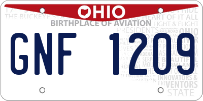 OH license plate GNF1209