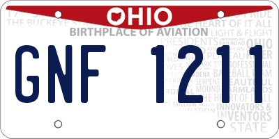 OH license plate GNF1211