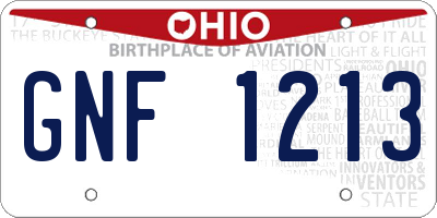 OH license plate GNF1213