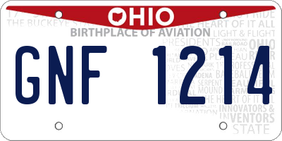 OH license plate GNF1214