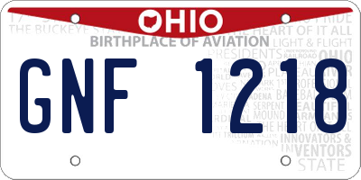 OH license plate GNF1218