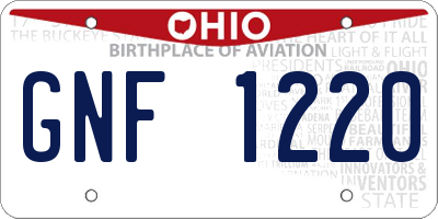OH license plate GNF1220