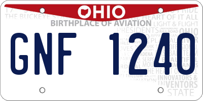 OH license plate GNF1240
