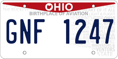 OH license plate GNF1247