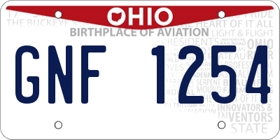 OH license plate GNF1254
