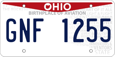 OH license plate GNF1255