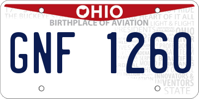 OH license plate GNF1260