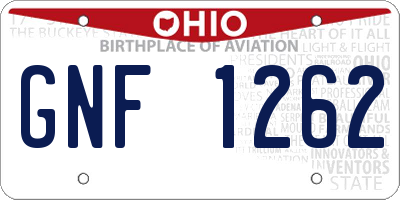 OH license plate GNF1262