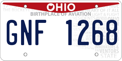OH license plate GNF1268