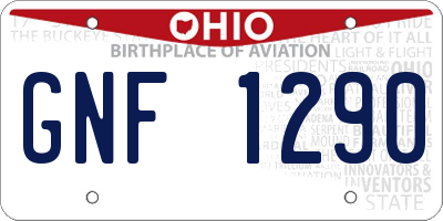 OH license plate GNF1290