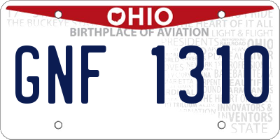 OH license plate GNF1310