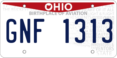 OH license plate GNF1313