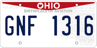 OH license plate GNF1316
