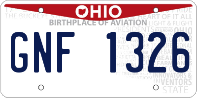 OH license plate GNF1326