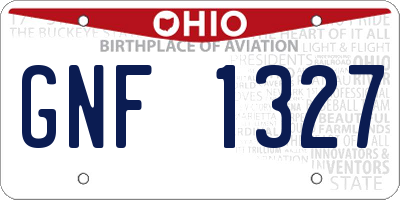 OH license plate GNF1327