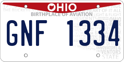 OH license plate GNF1334