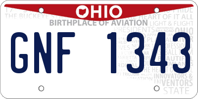 OH license plate GNF1343