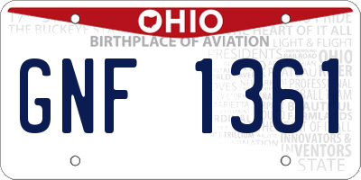 OH license plate GNF1361