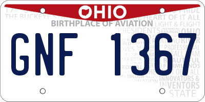 OH license plate GNF1367