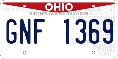 OH license plate GNF1369