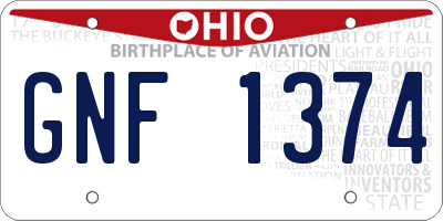 OH license plate GNF1374